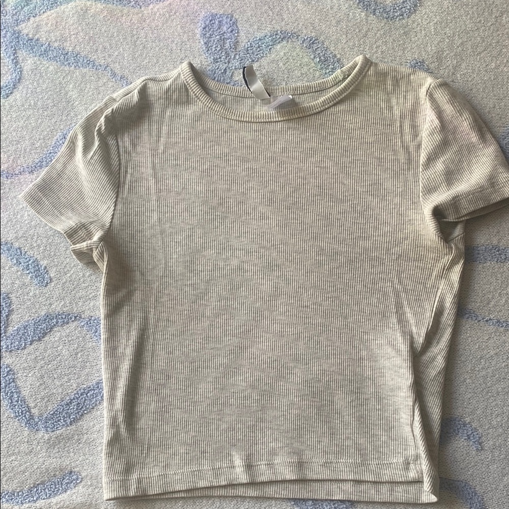 H&M Gray Crop Top Soft Cotton Classic